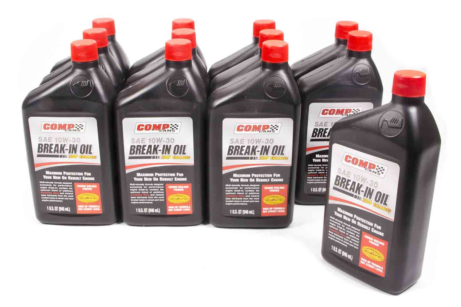 COMP CAMS Motor Oil, Break-In, High Zinc, 10W30, Conventional, 1 Qt, Set of 12