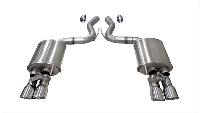 Corsa Exhaust System, Sport/Xtreme, Axle-Back, Valved Tip, 3" Dia. 4" Tip, Stainless, Natural, Ford Coyote, Ford Mus