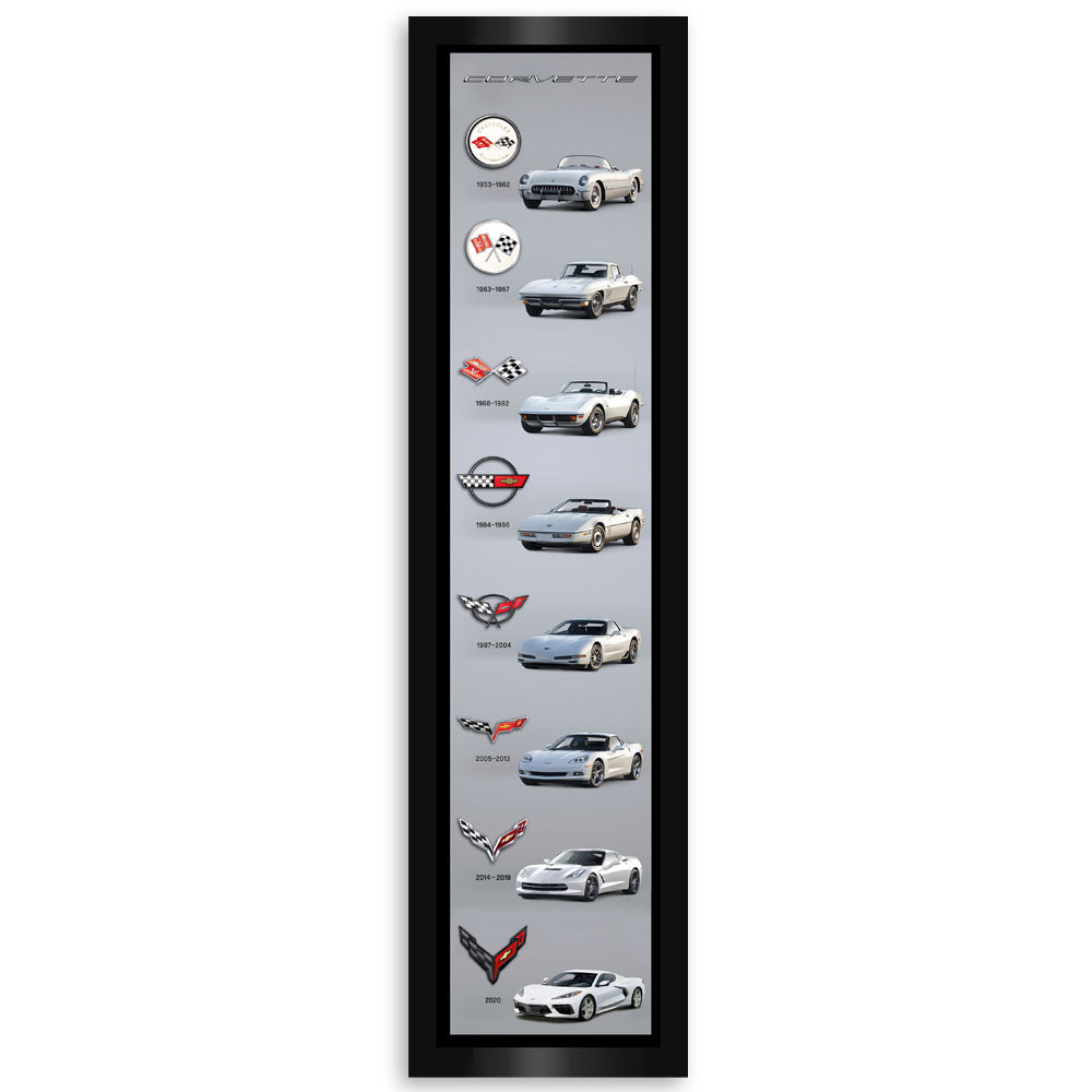 C8 Corvette Generations Vertical Framed Canvas Print