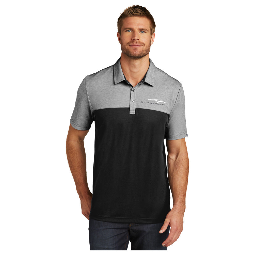 C8 Corvette TravisMathew Polo Black Heather Moisture Wicking