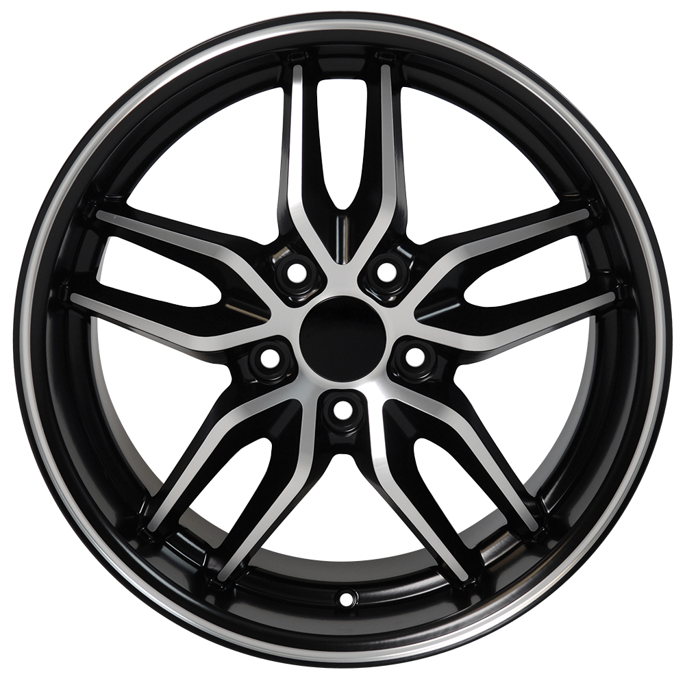 17" fits Chevrolet,  Corvette Deep Dish Wheel Replica,  Satin Black Machined Face 17x9.5