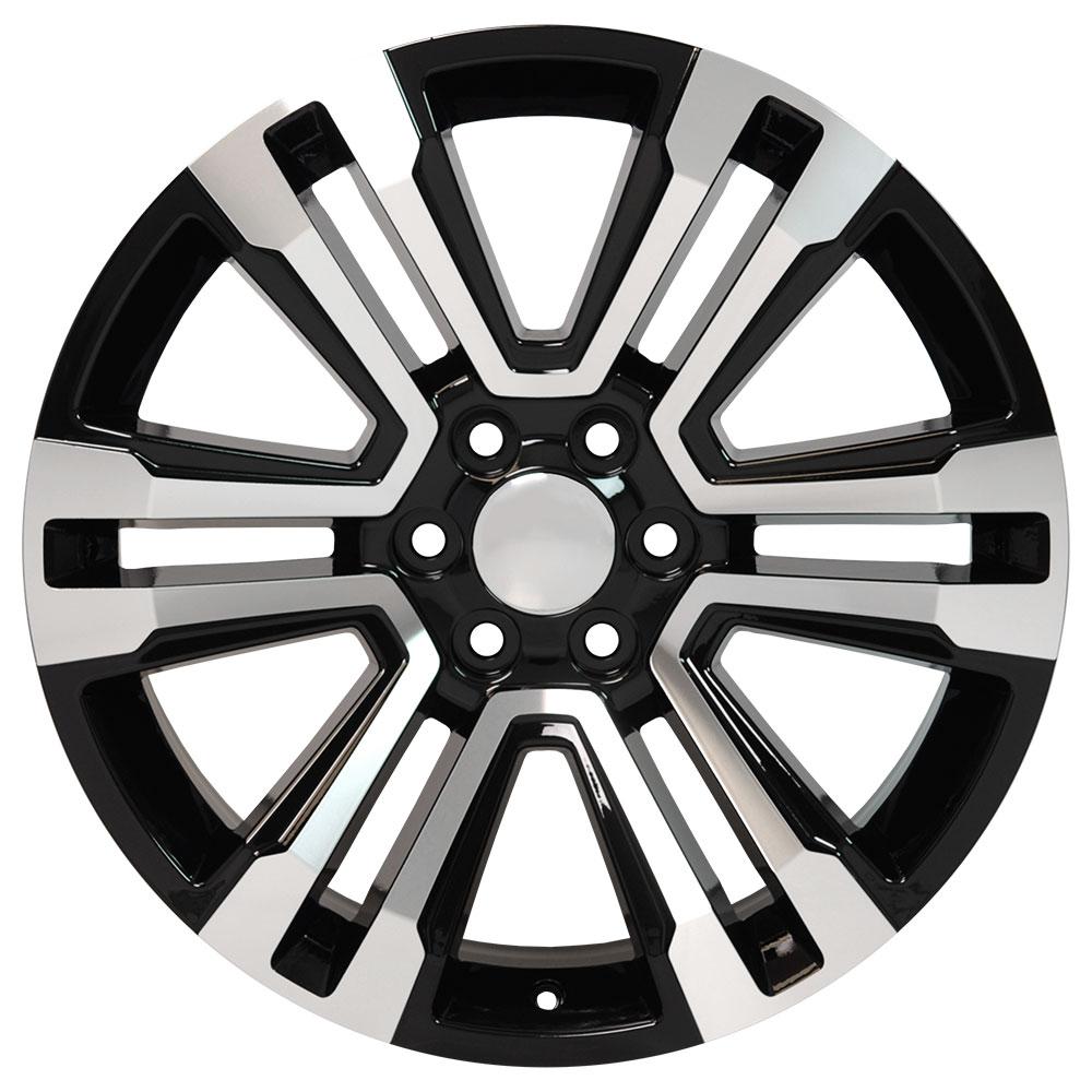 22" fits GMC,  Denali Replica Wheel,  Black Machined Face 22x9