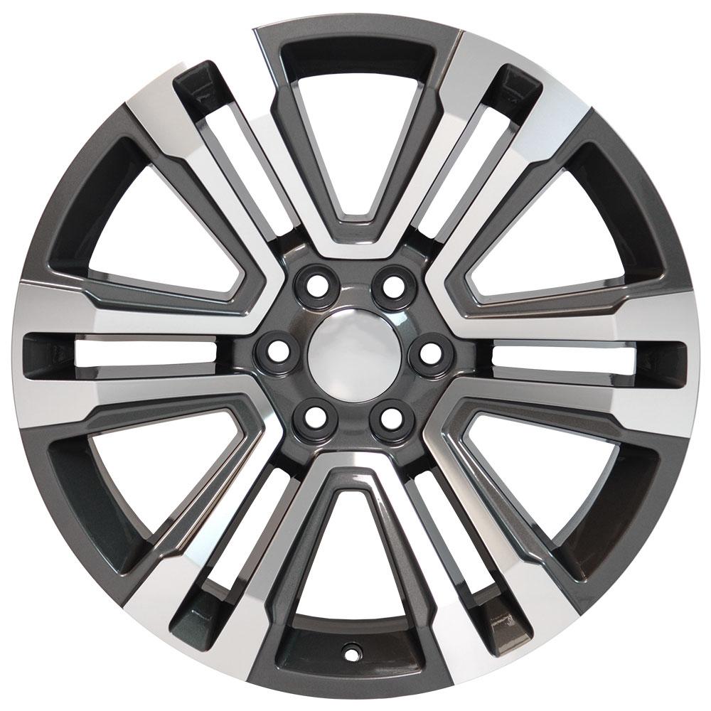 22" fits GMC,  Denali Replica Wheel,  Hyper Black Machined Face 22x9