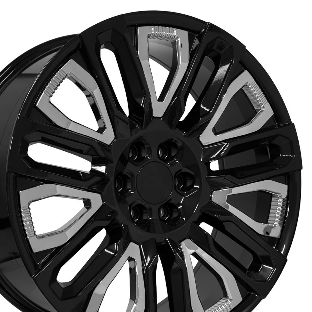 OE Wheels CV57 24x10 6x139.7 31et Gloss Black with Chrome Insert Wheel