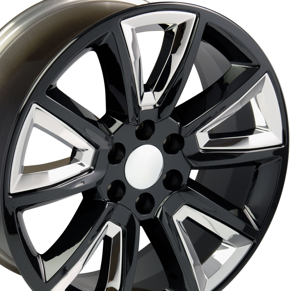 20" Replica Wheel fits Chevy Tahoe,  CV73 Chrome Insert Black 20x8.5