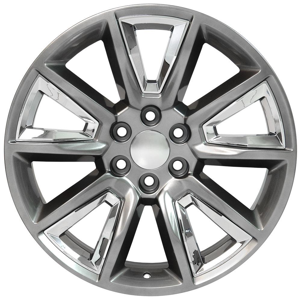 22" fits Chevrolet,  Tahoe Replica Wheel,  Hyper Black with Chrome Inserts 22x9