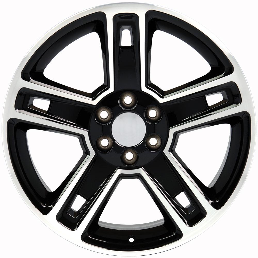22" fits Chevrolet,  Silverado Replica Wheel,  Black Machined 22x9