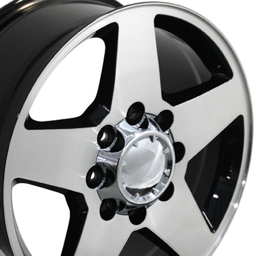 20" Fits Chevrolet,  Silverado Style Replica Wheel,  Black Mach'd Face 20x8.5