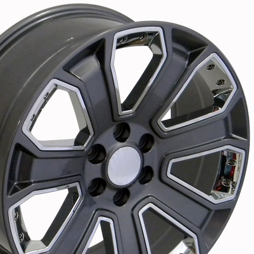 20" Replica Wheel fits Chevy Silverado,  CV93 Chrome Insert Gunmetal 20x8.5