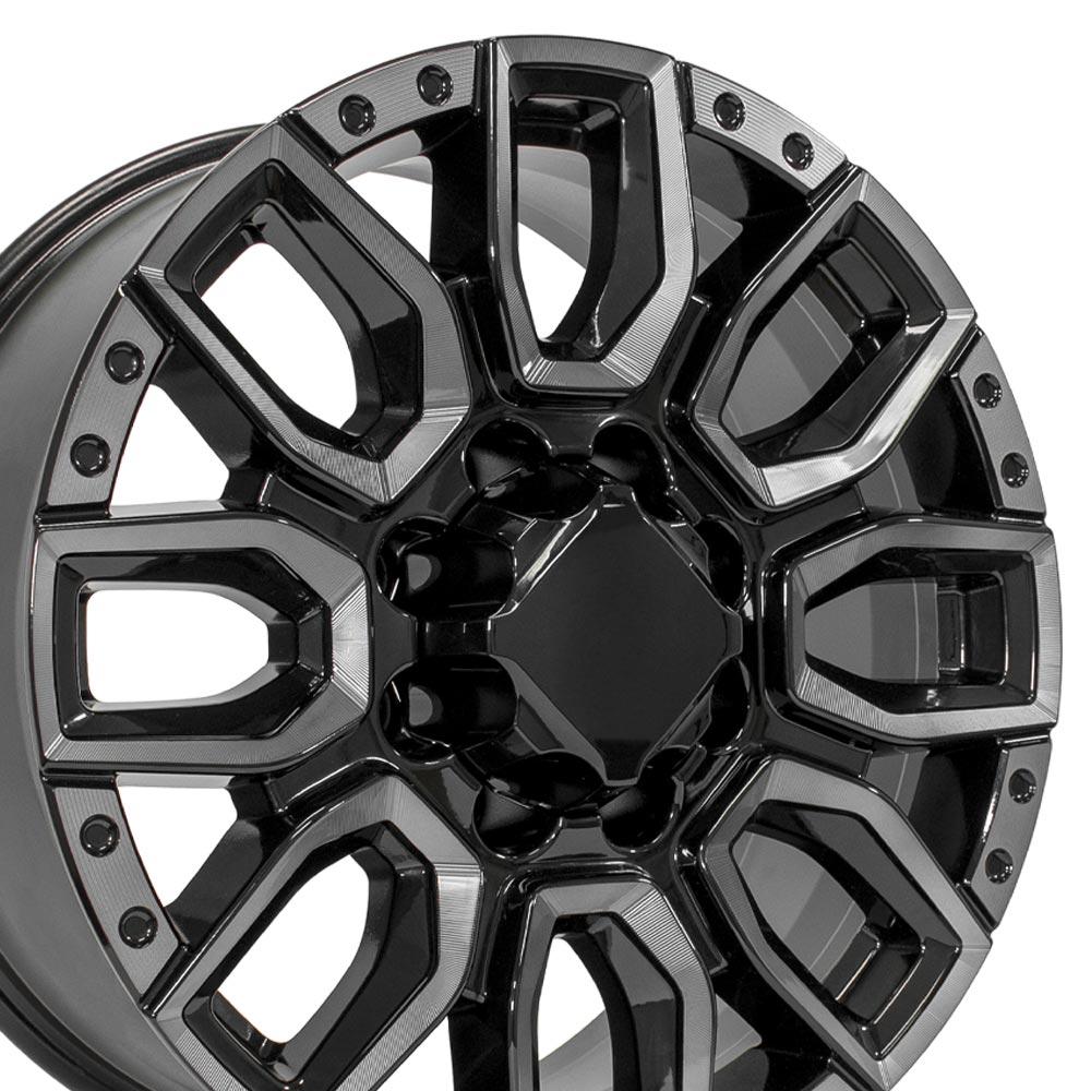 20" Replica CV97A fits GMC Sierra 2500/3500 20x8.5 Black Milled Edge with Tinted