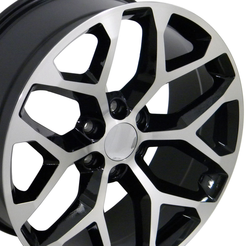 22" Replica Wheel fits GMC Sierra,  CV98 Black Machined 22x9