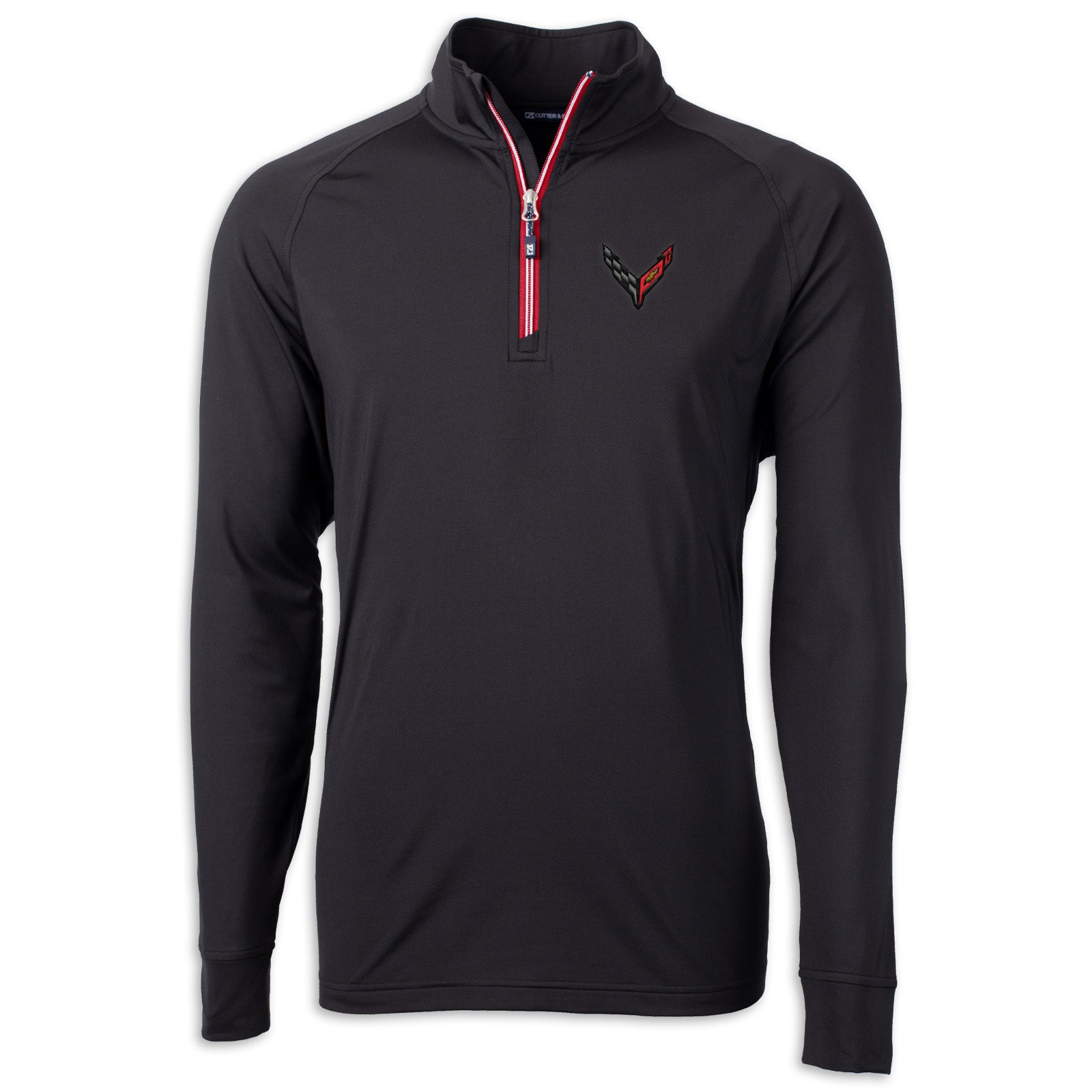 C8 Corvette Crossed Flags Quarter-Zip - Black/Red