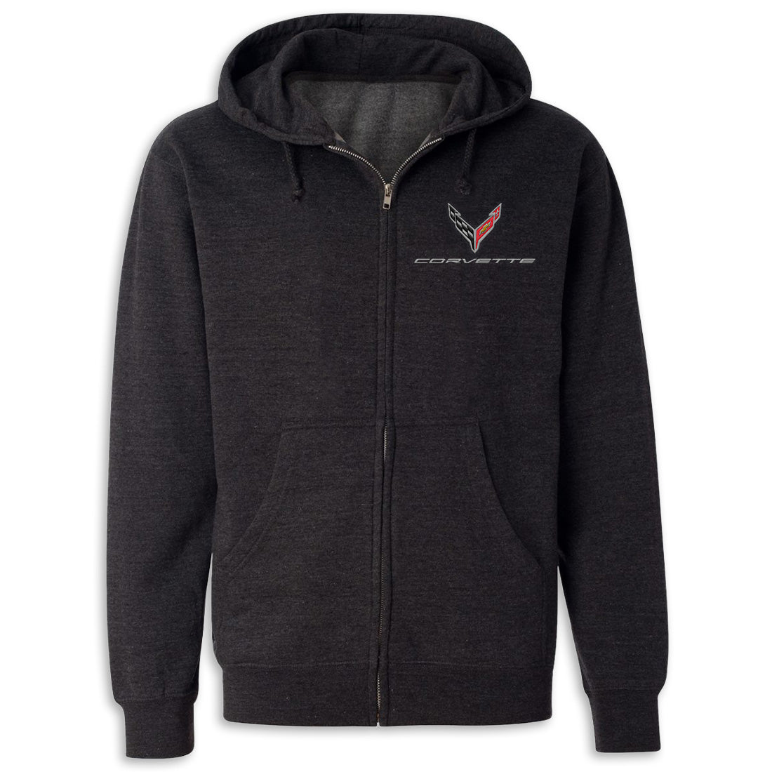 C8 Corvette Full-Zip Hooded Fleece Charcoal Heather