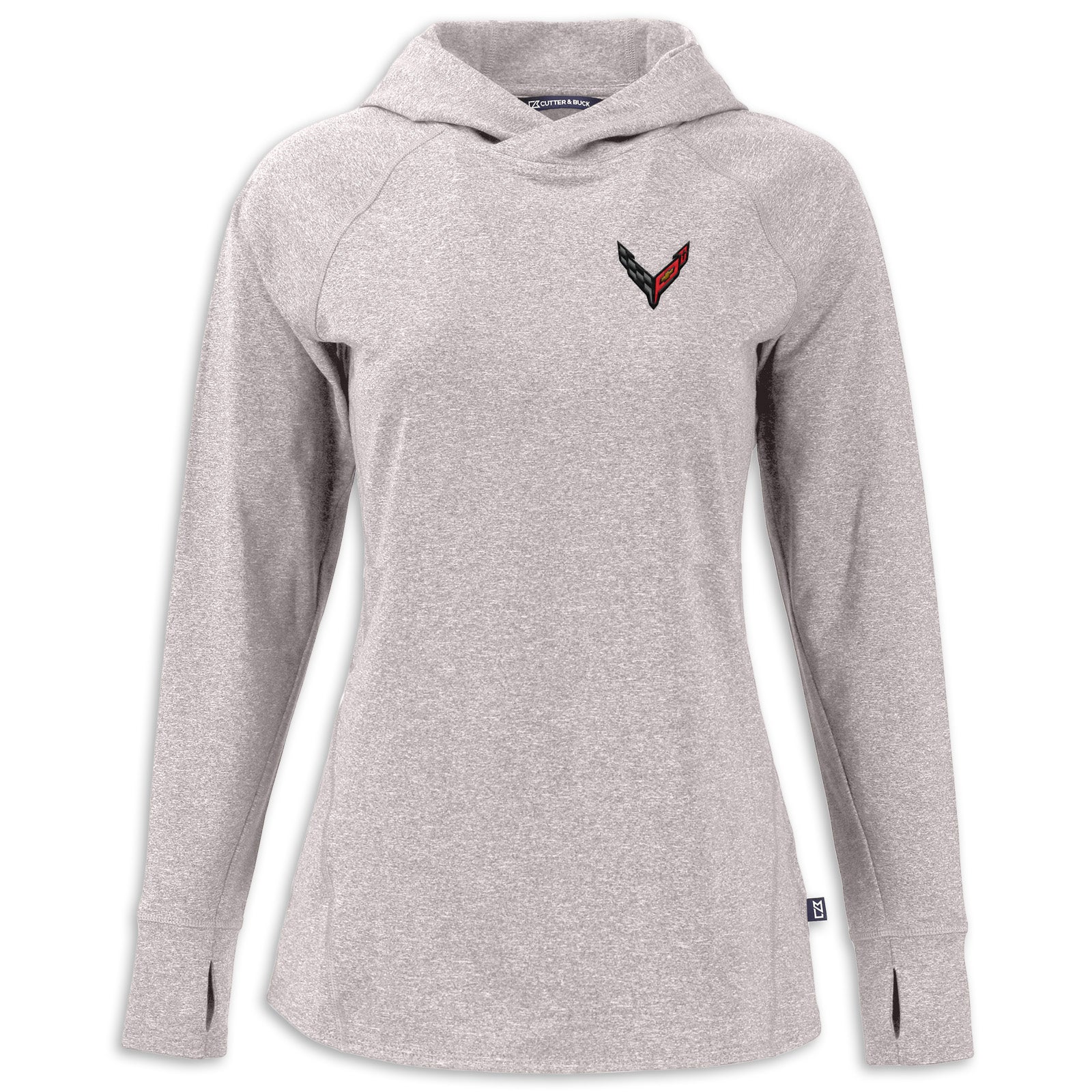 C8 Corvette Women's Hooded Pullover - Polished Heather Moisture Wicking UPF 50+