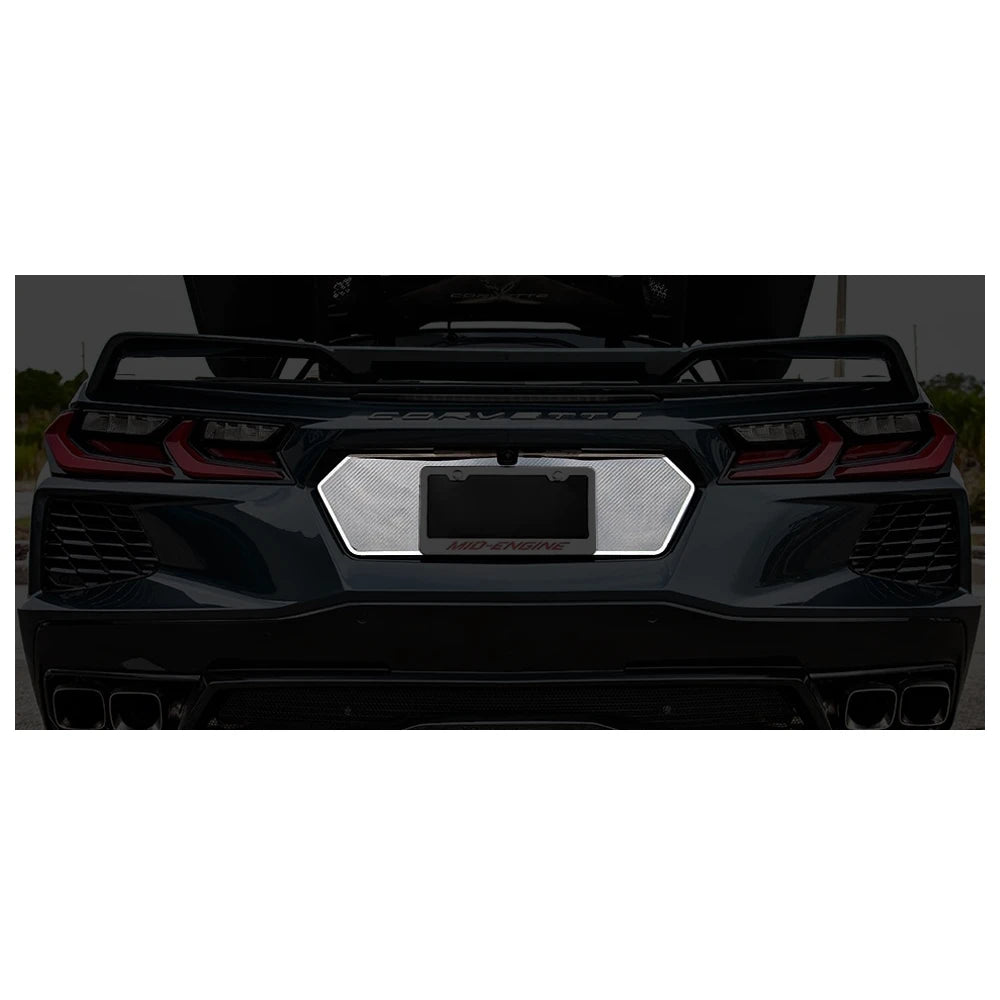 C8 Corvette - Rear Trim Plate Brushed Trim Stainless Steel