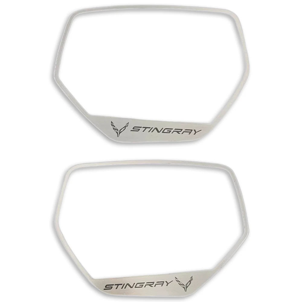 C8 Corvette Side Mirror Trim Engraved C8 Corvette Flags & Stingray