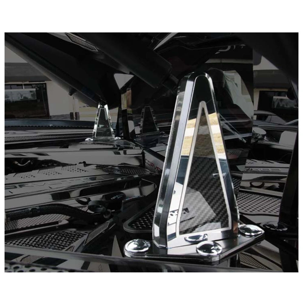 C8 Corvette - Carbon Fiber Hinge Dress-Up 6pc Kit Polished Finish