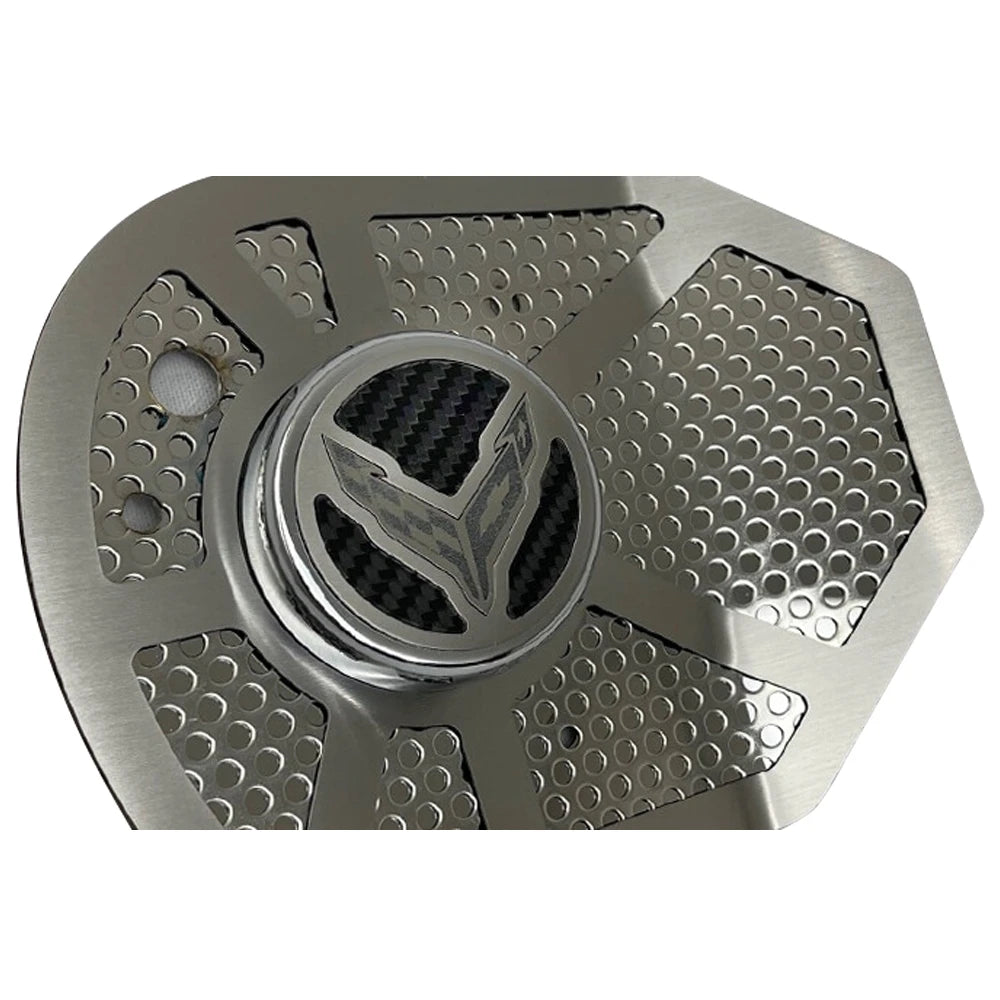 C8 Corvette Carbon Fiber with C8 Corvette Emblem Shock Tower Cover Inserts