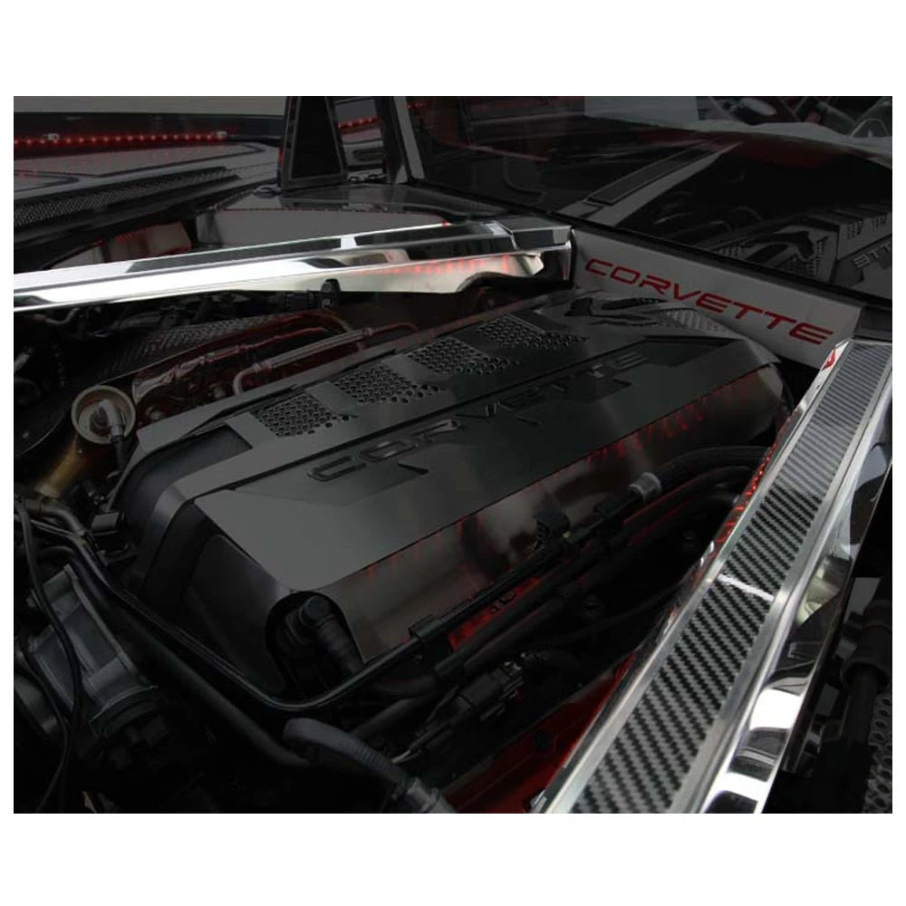C8 Corvette Perforated Header Guard Cover Kit Brushed Finish Stainless Steel