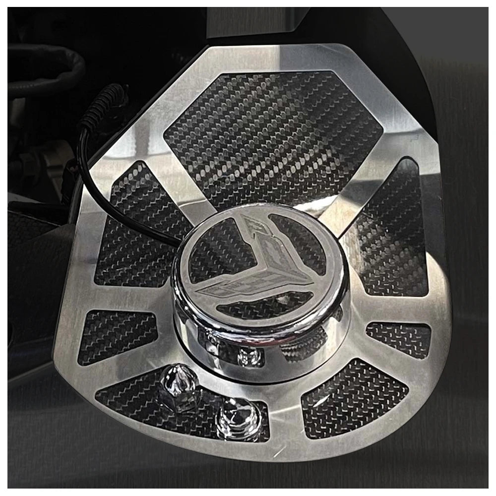 C8 Corvette Carbon Fiber Shock Tower Covers with Insert Flag Stainless Steel