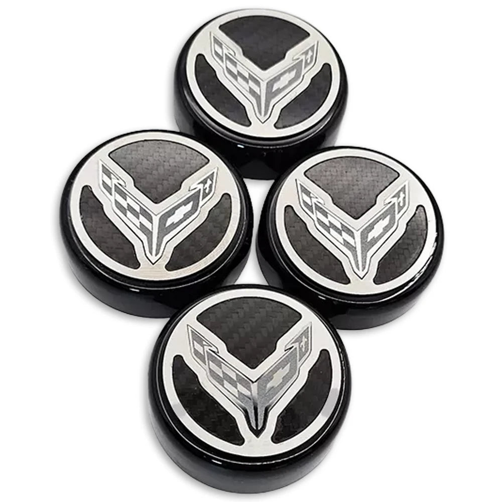 C8 Corvette Real Carbon Fiber Cap Covers - 4pc Set