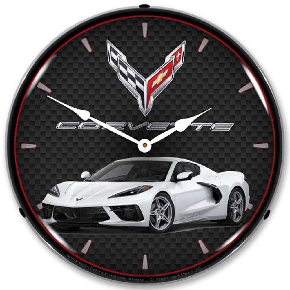 C8 Corvette Color-Matched LED Backlit Clock 14"