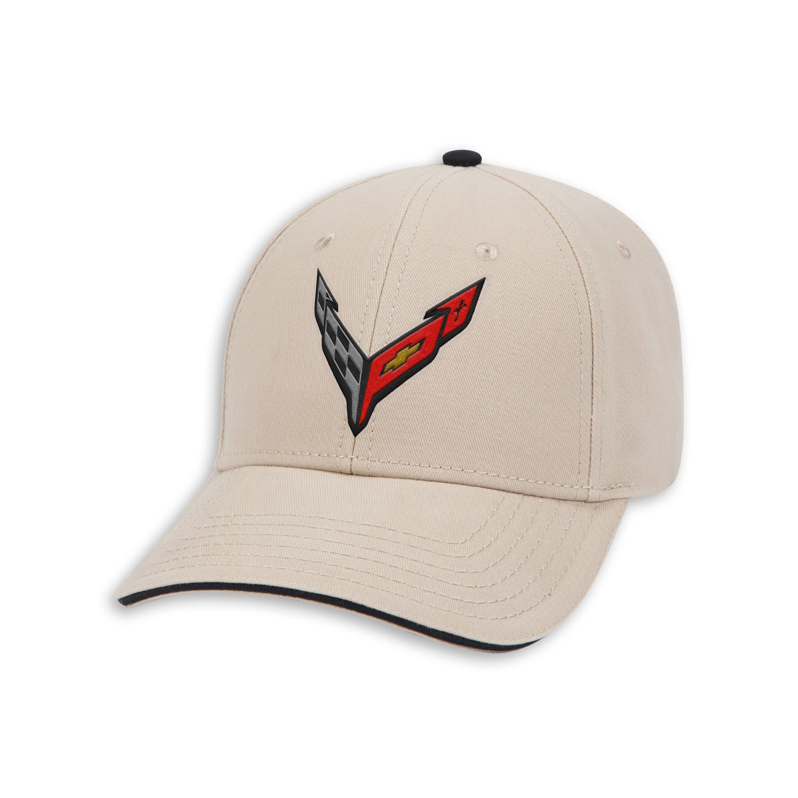 C8 Corvette Heritage Cap - Khaki/Black Cotton