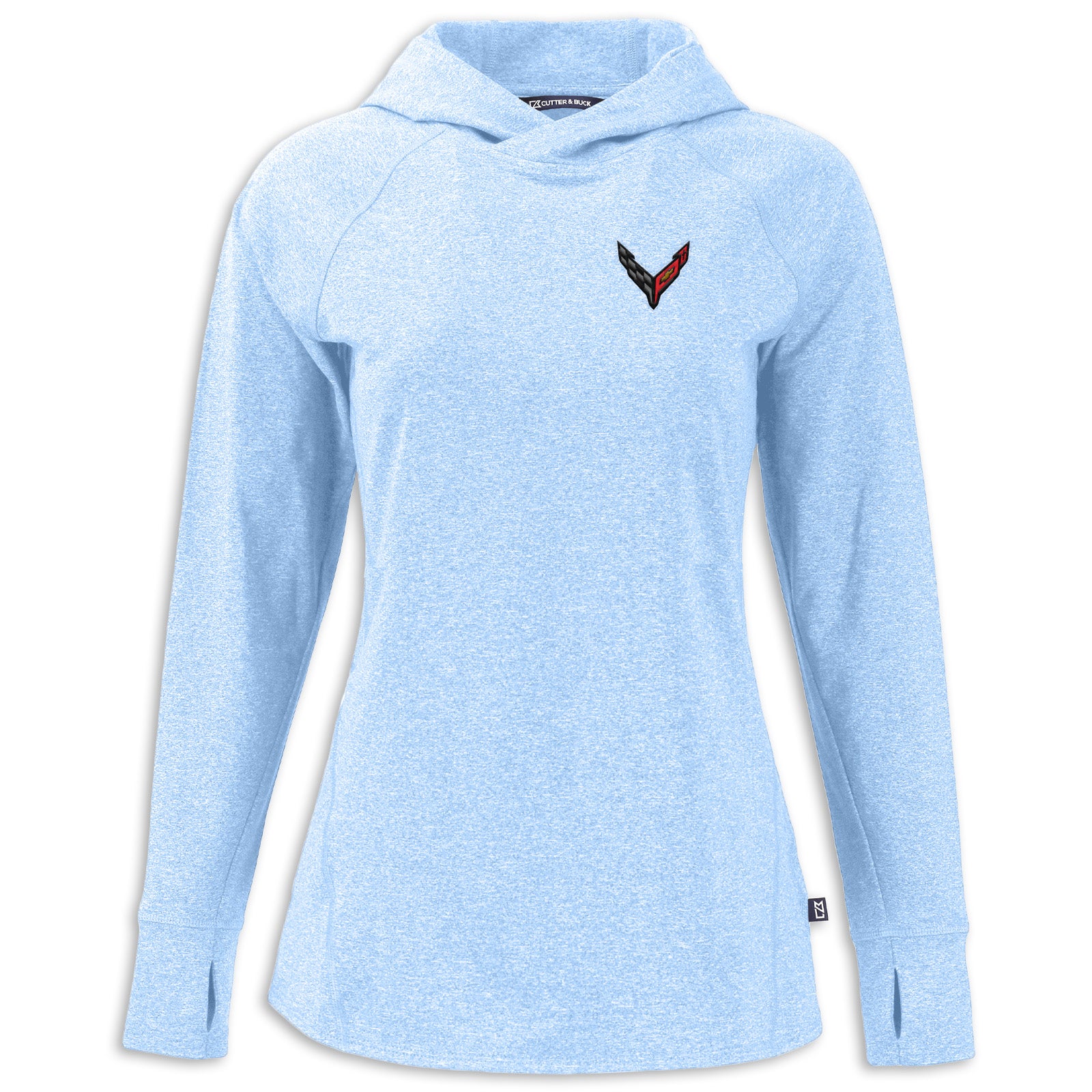 C8 Corvette Women's Hooded Pullover - Atlas Heather Moisture Wicking UPF 50+