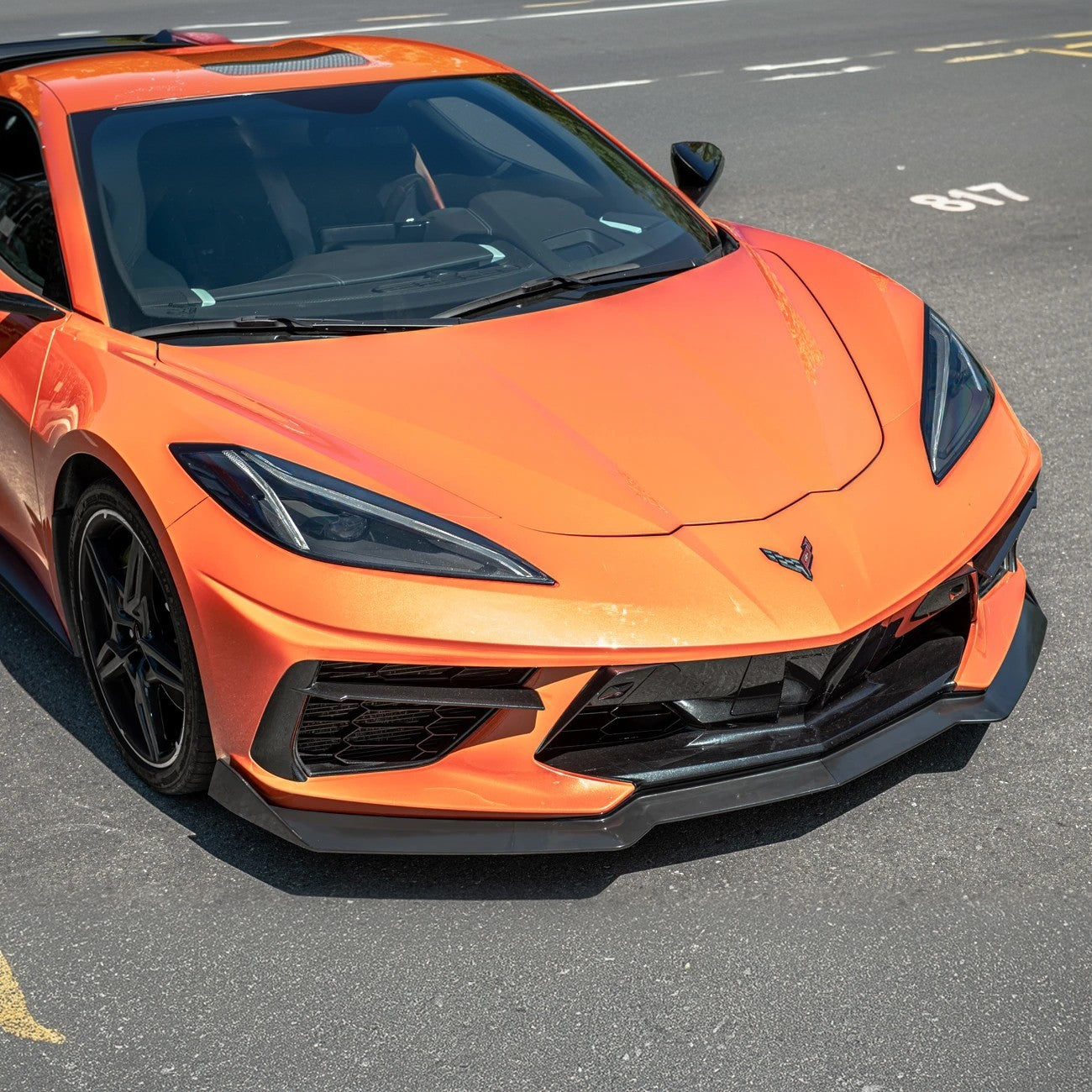 EOS C8 Corvette Front Splitter 5VM - 2-PIECE, Carbon Flash