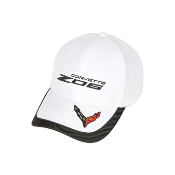 C8 Z06 Corvette Flag Accent Hat / Cap, White