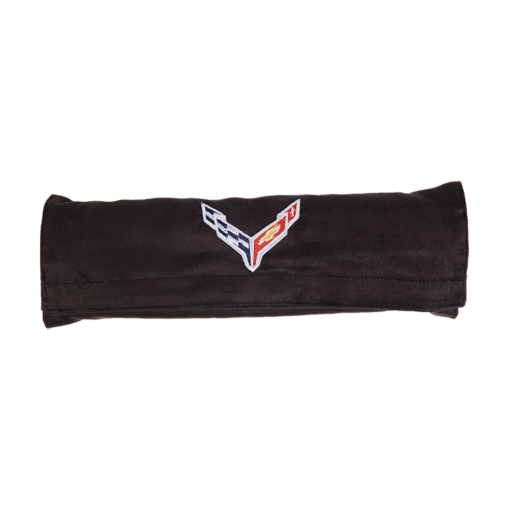 C8 Corvette Seatbelt Cover with Flags, Black