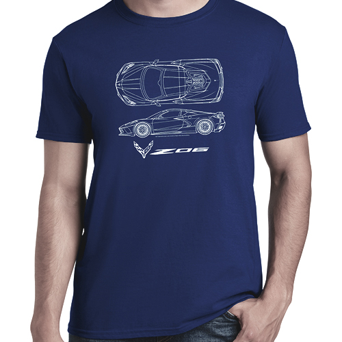 2023 C8 Corvette Z06, Men's Next Generation Corvette Z06 Blueprint T-Shirt