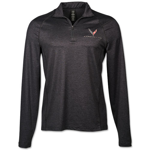 C8 2020-  Corvette, LADIES  1/4 ZIP PULLOVER Shirt Charcoal Heather