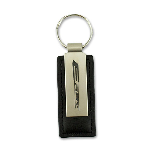 C8 Eray Corvette Metal/Leather Key Tag