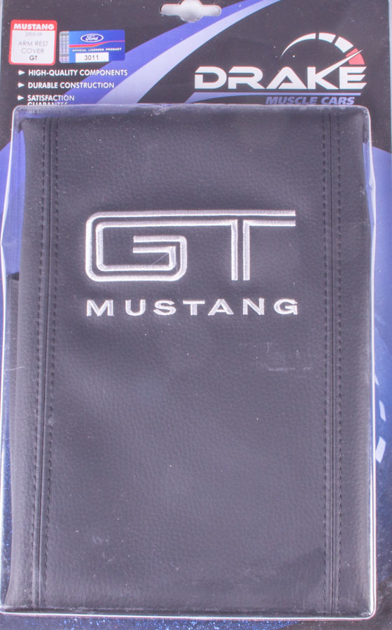 Drake Automotive Arm Rest Cover, GT Logo, Vinyl, Black, Ford Mustang 2005-09, Each