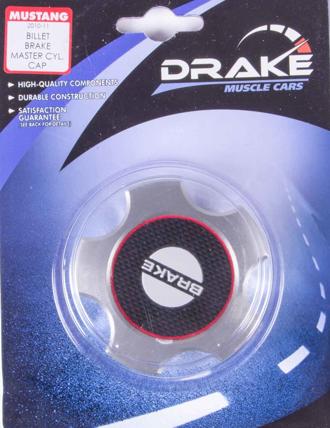 Drake Automotive Master Cylinder Cap, Carbon Fiber Look Insert, Aluminum, Clear Anodize, Ford Mustang 2005-14, Each