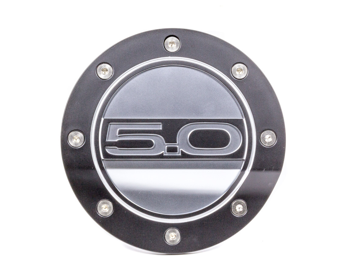 Drake Automotive Fuel Door, 5.0 Logo, Plastic, Black/Silver, Ford Mustang 2015-17, Each