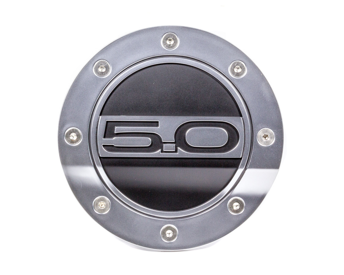 Drake Automotive Fuel Door, 5.0 Logo, Plastic, Silver/Black, Ford Mustang 2015-17, Each