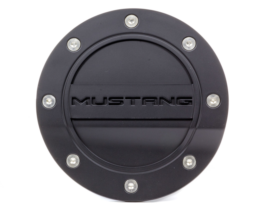 Drake Automotive Fuel Door, Mustang Script Logo, Plastic, Black, Ford Mustang 2015-17, Each