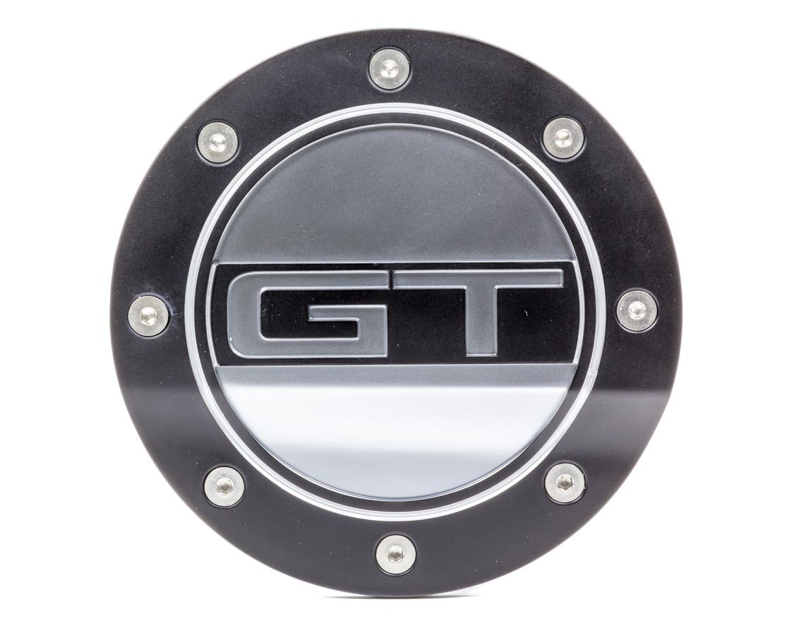 Drake Automotive Fuel Door, Mustang Script Logo, Plastic, Silver/Black, Ford Mustang 2015-17, Each