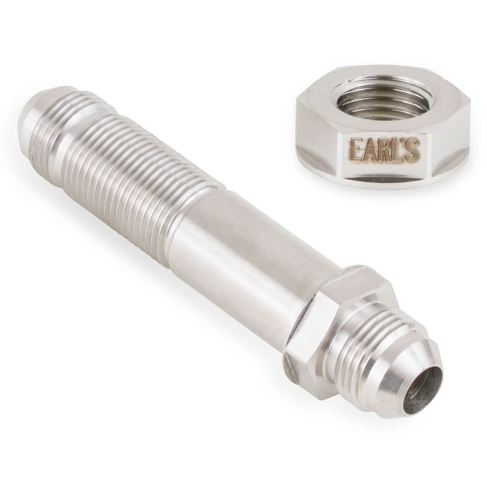 EARLS Fitting, Bulkhead, Straight, 8 AN Male to 8 AN Male Bulkhead, Stainless, Natural, Each