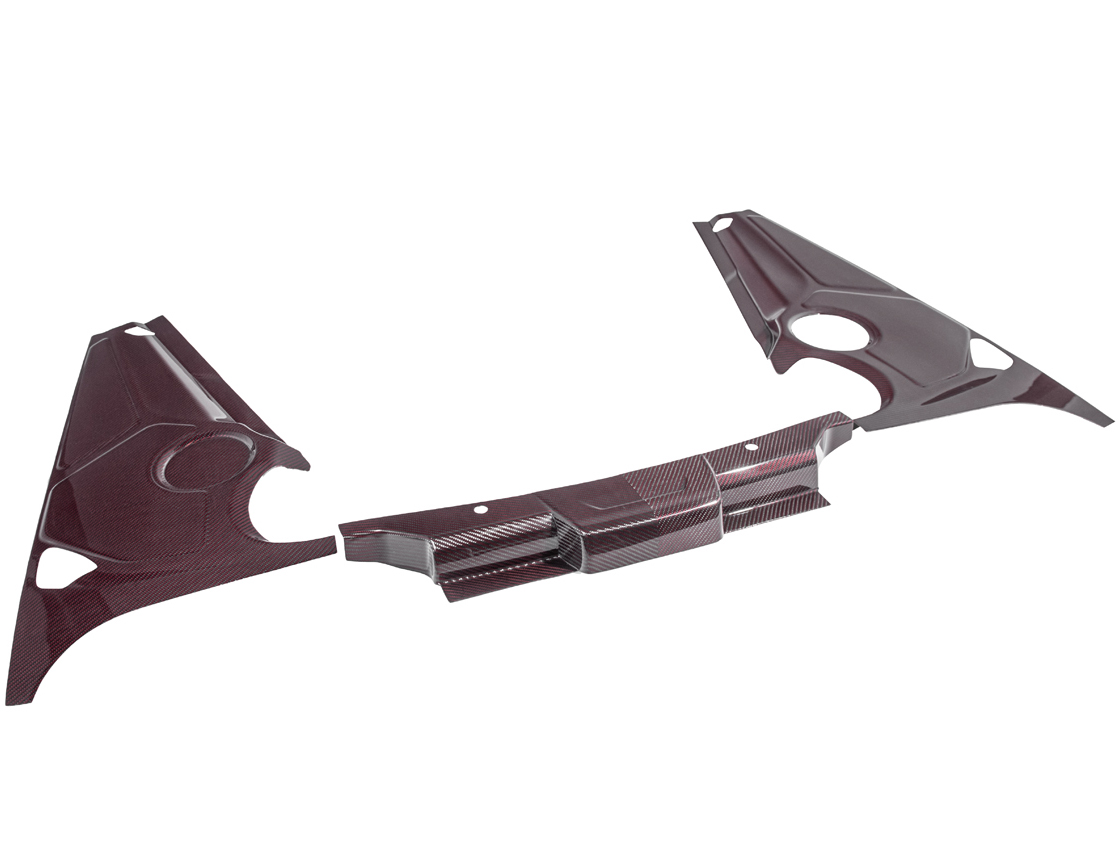 20-26+ C8 Corvette Red Carbon Fiber 3-Piece Appearance Panel Kit (Coupe) - EOS