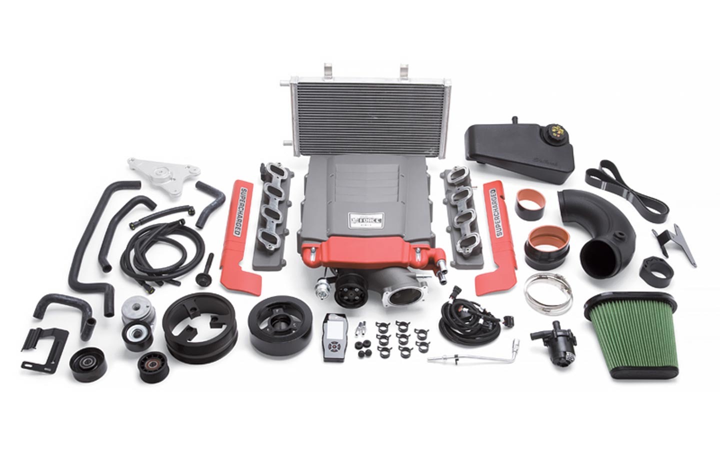 Edelbrok Supercharger System, E-Force, TVS, Programmer, Black Powder Coat, Dry Sump, GM GenV LT-Series, Chevy Corvette