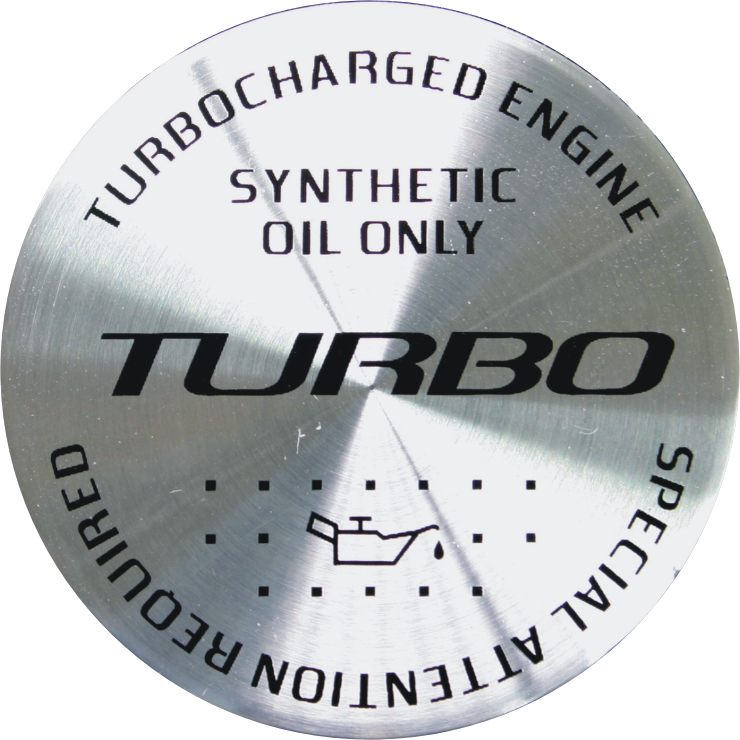 Oil Cap Emblem Round 37.5mm TURBO for C5, C6 Corvette and Camaro