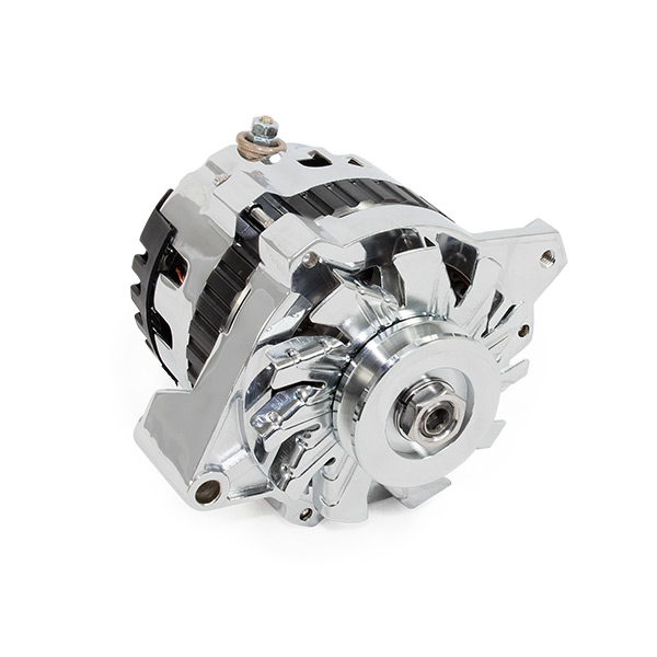 Chrome GM CS130 Style 160 Amp Alternator with V-Belt Pulley