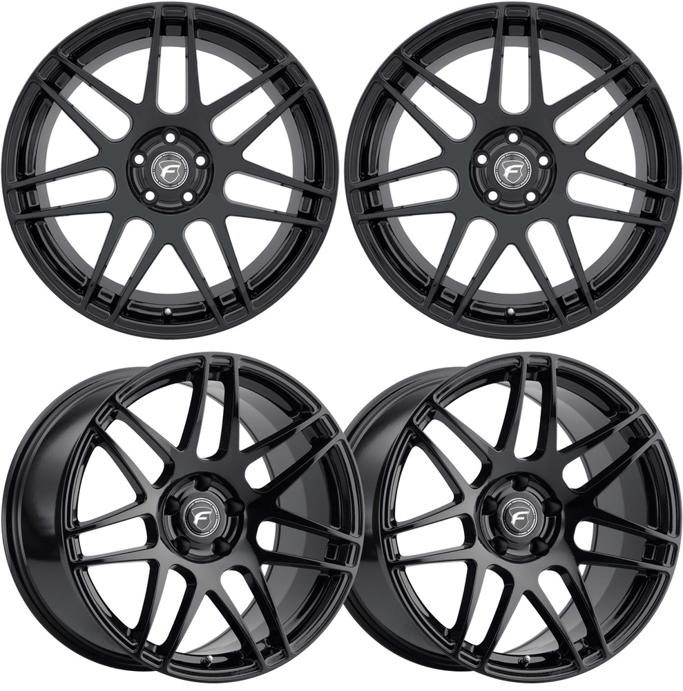20-25+ C8 Corvette F14 19x8.5" +35 & 20x11" +42 Wheel Set Gloss BlackIncludes Fr