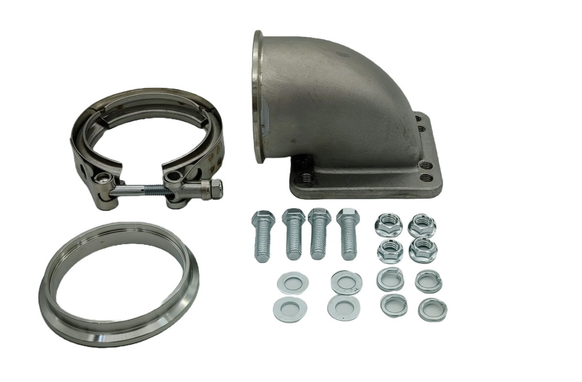 Granatelli Turbo Adapter, 90^ Cast Elbow. 3.0" V-Band to T3/T4 - 540209