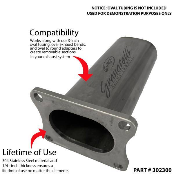 Granatelli Oval Exhaust Flange, 3 Inch, Stainless Steel - 302300