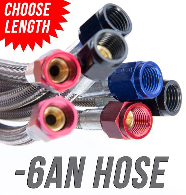 144 Inch 6AN Stainless Braided Hose Blue B Nuts Nitrous Outlet
