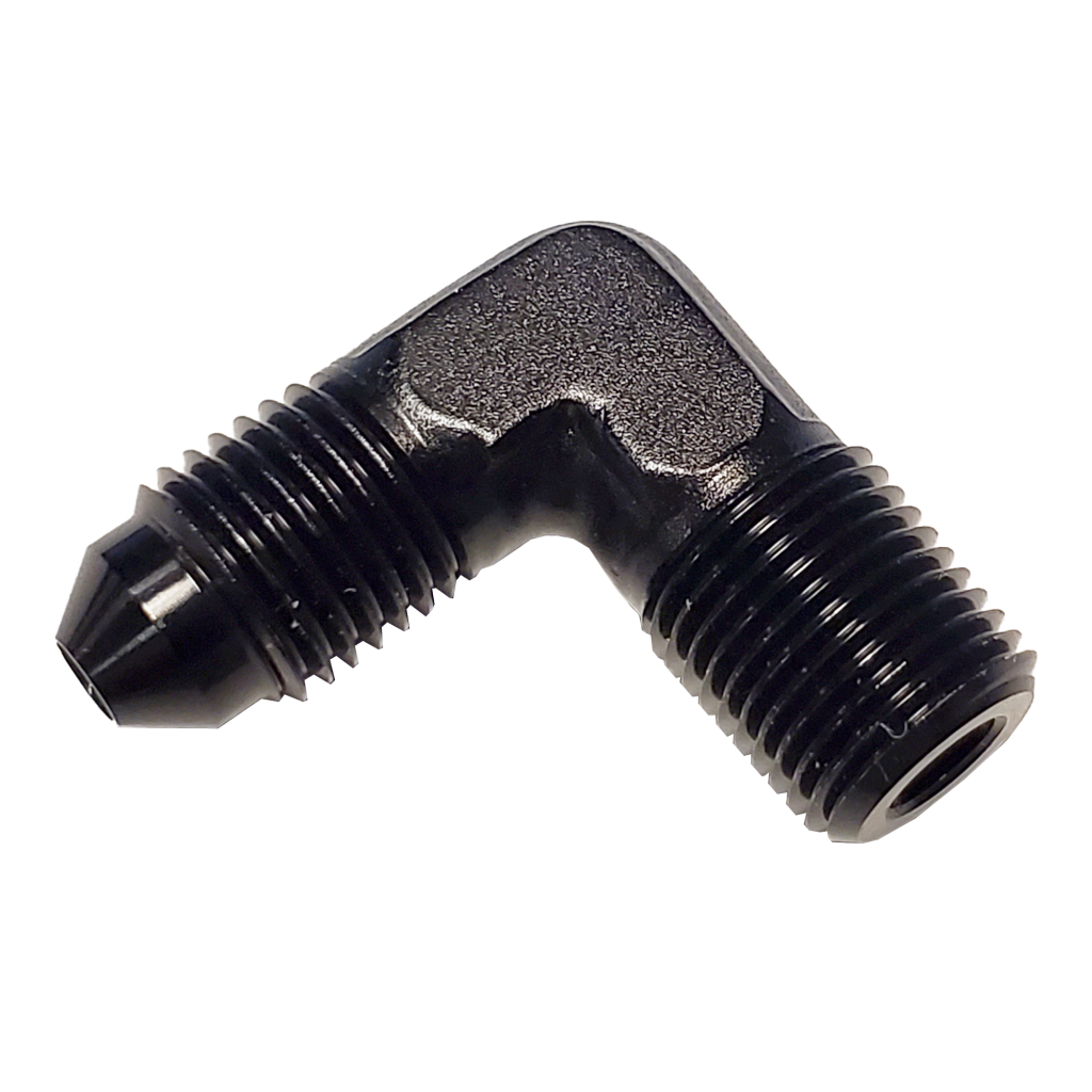 1/8 Inch NPT x 3AN 90 Degree Fitting Male/Male Black Aluminum Nitrous Outlet